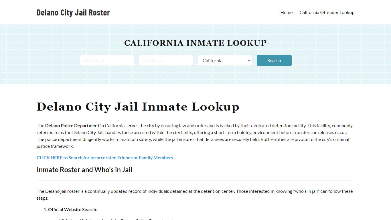 Delano Police Department & City Jail, CA Inmate Roster, Arrests, Mugshots